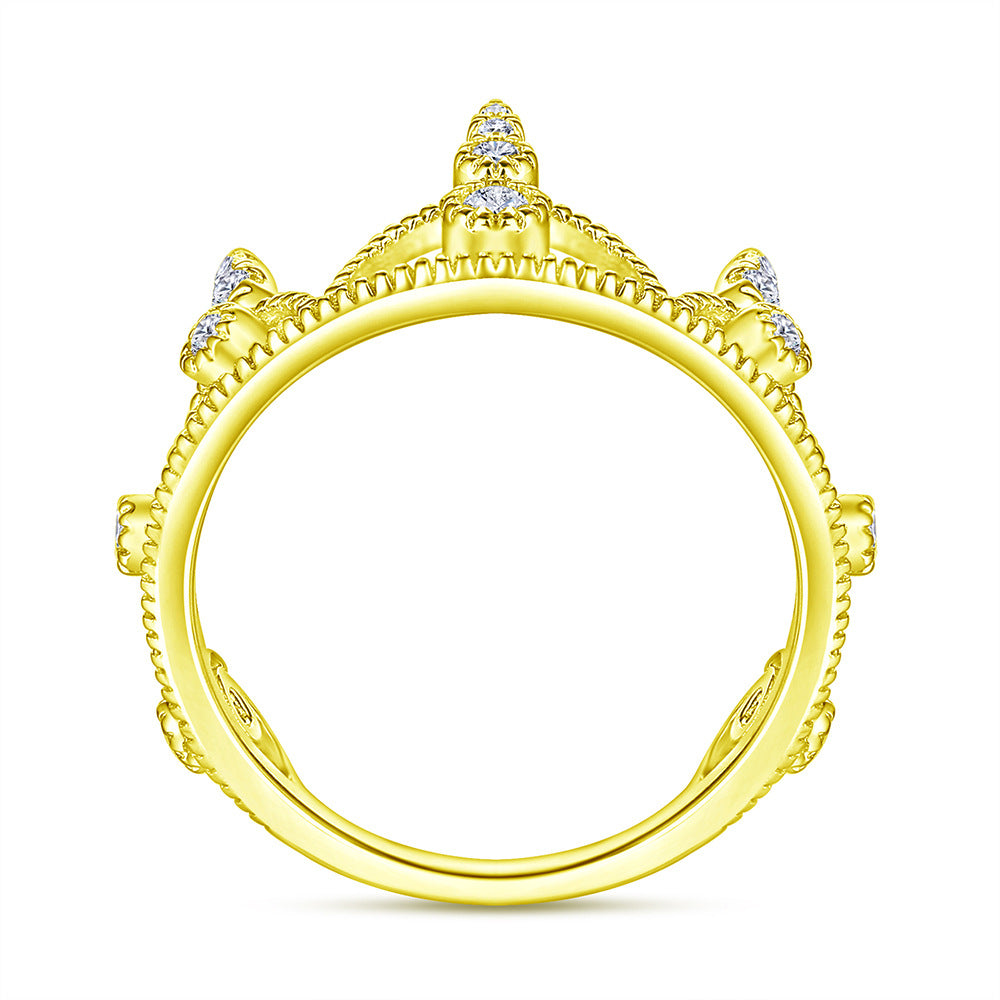 Zircon King Crown Silver Ring