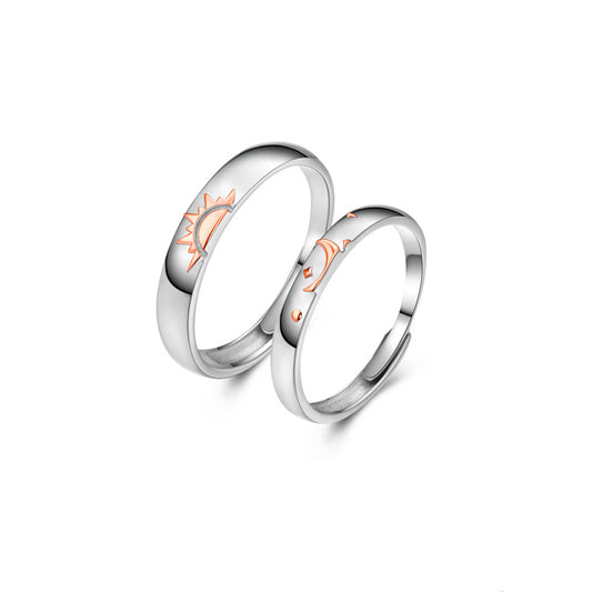 Day and Night Silver Couple Ring for Women