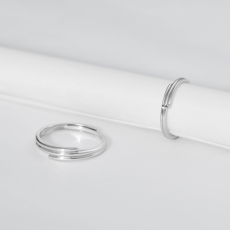 Lines Silver Couple Ring for Women