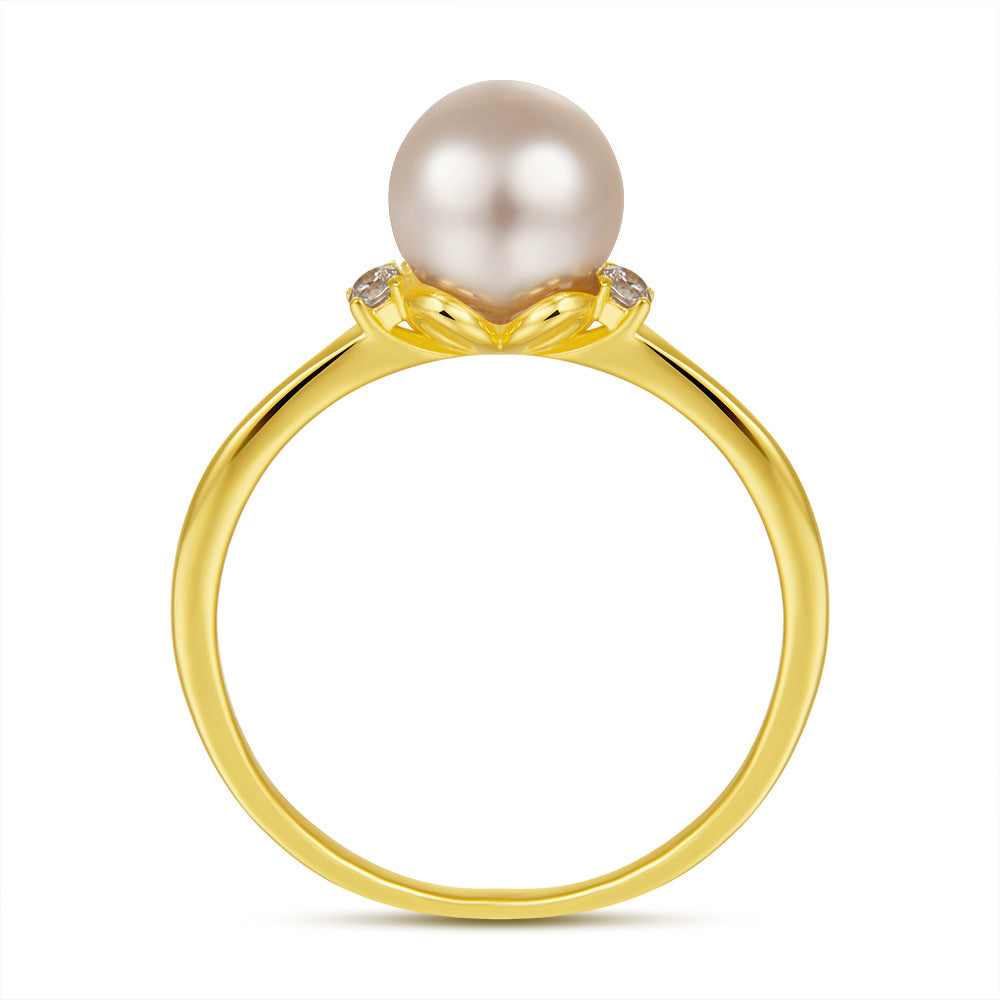 Pearl Solitaire Silver Ring