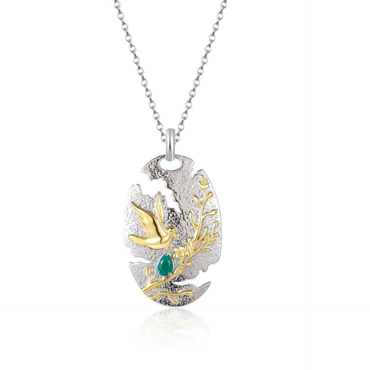 Original Design Inlaid Natural Colourful Gemstone Leaf Rectangle Pendant Sterling Silver Necklace for Women