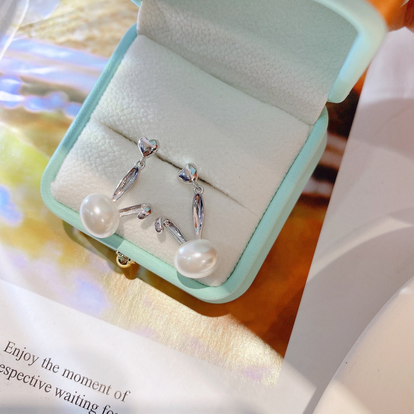 Rabbit with Oval Pearl Silver Drop Earrings for Women