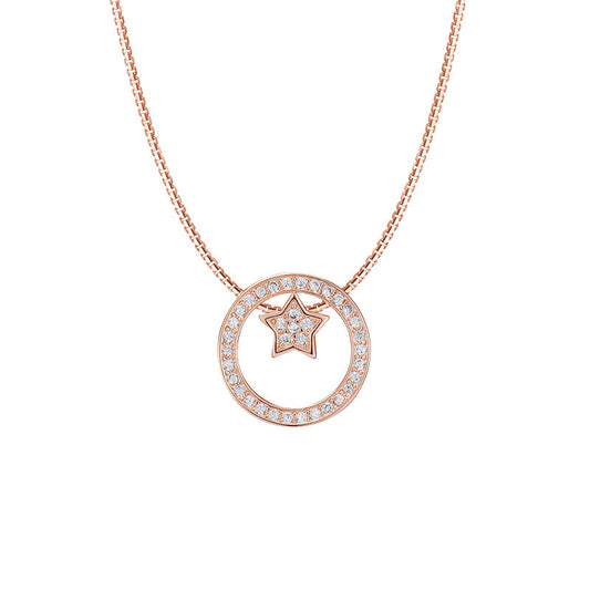 Zircon Circle with Star Silver Necklace for Women