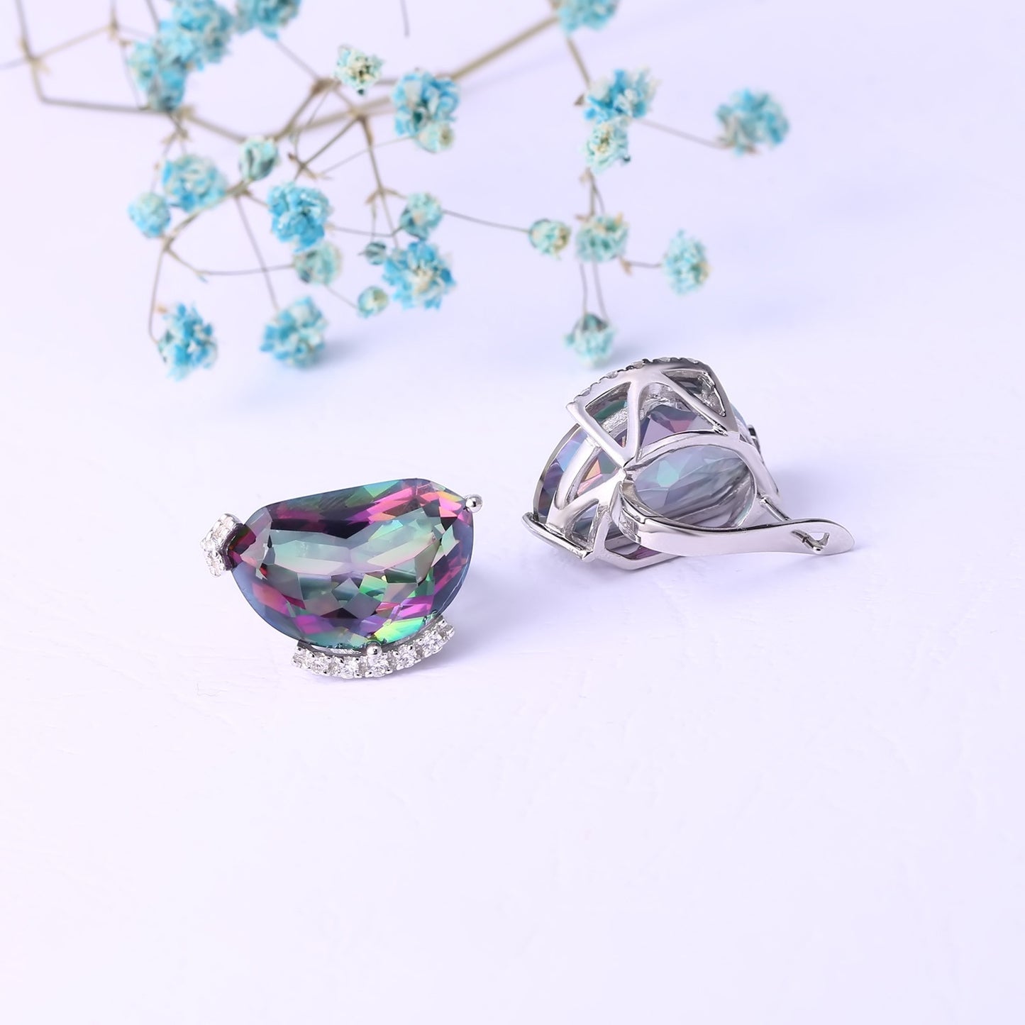 European Colourful Crystal Personality Special-shaped Silver Studs Earrings for Women