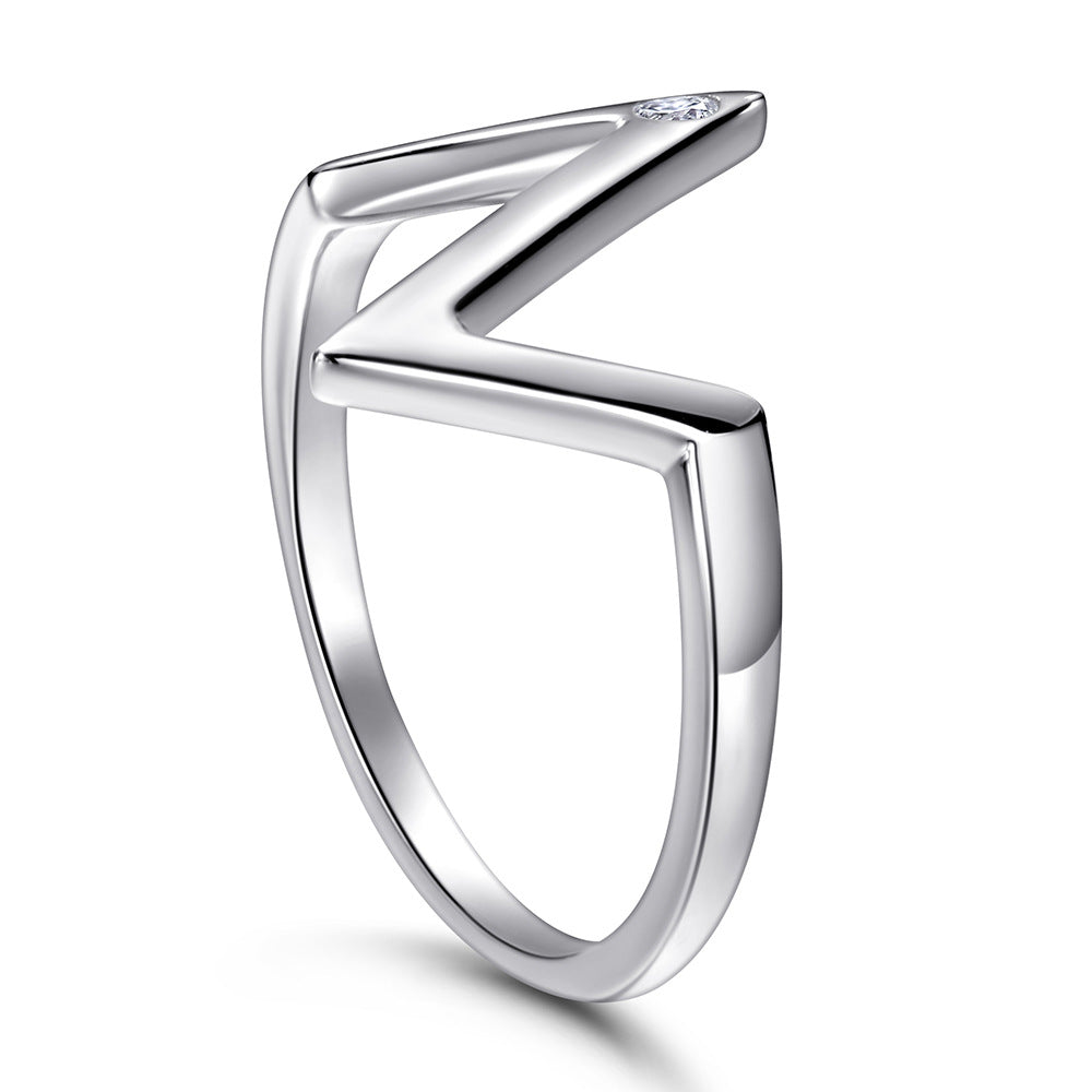 Geometric Zigzag Silver Ring for Women
