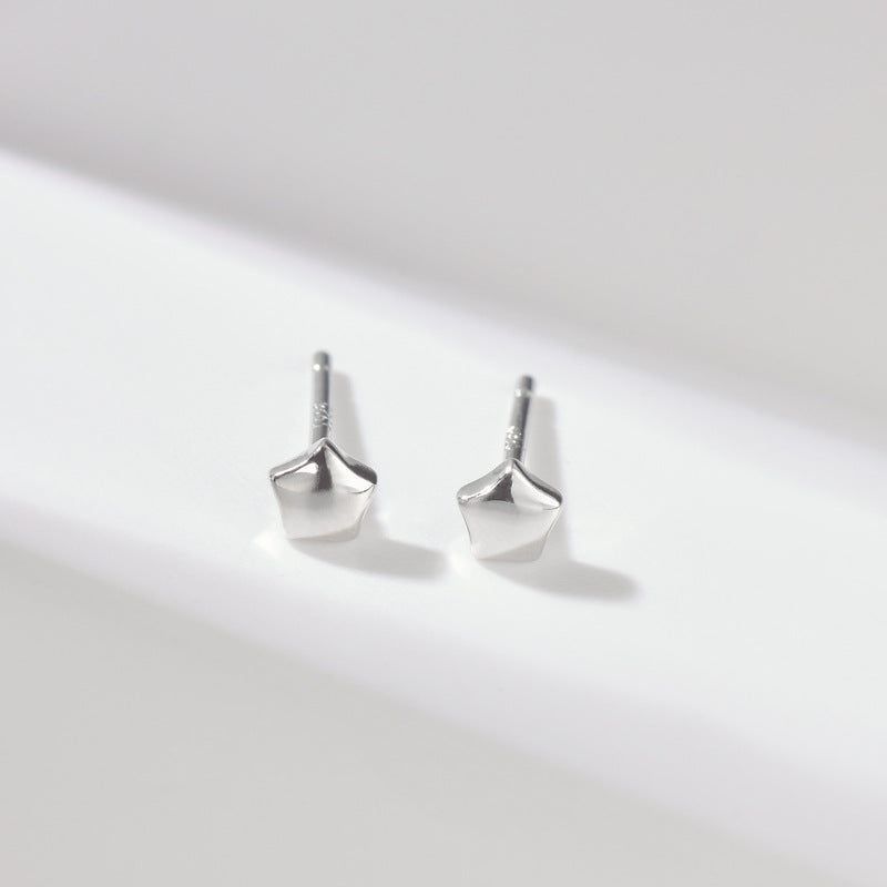 Polished Little Star Silver Stud Earrings for Women
