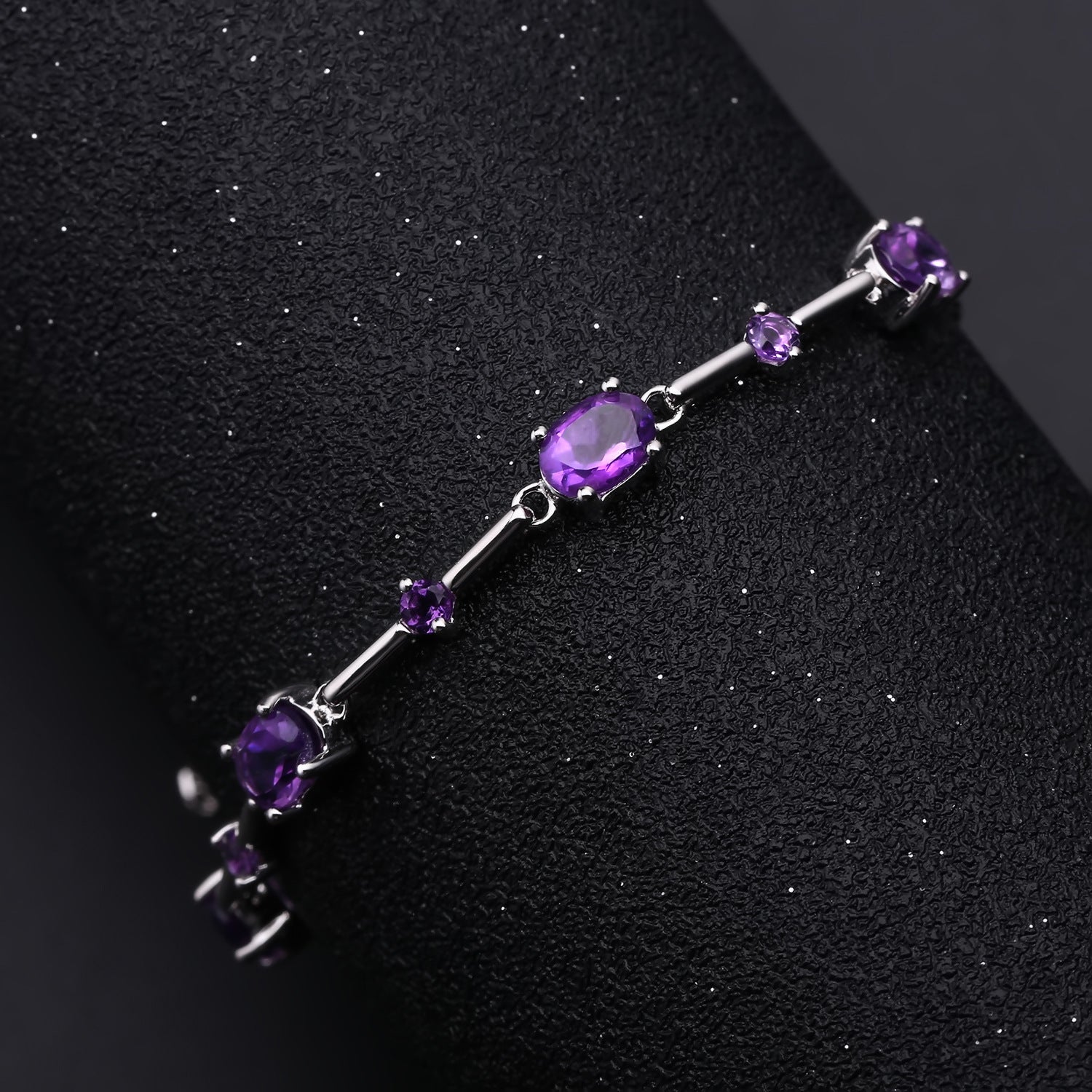 European Purple Color Crystal S925 Silver Bracelet for Women