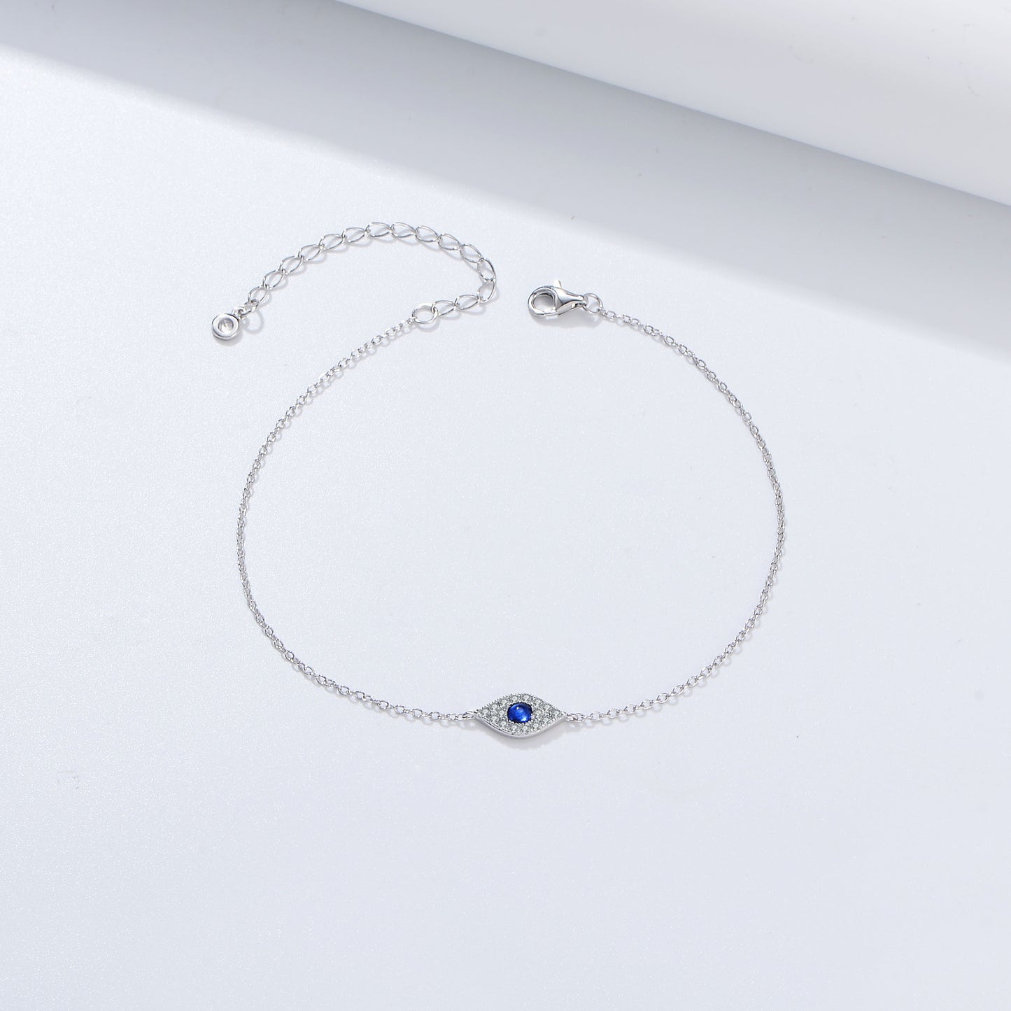 Blue Zircon Devil's Eye Silver Bracelet for Women