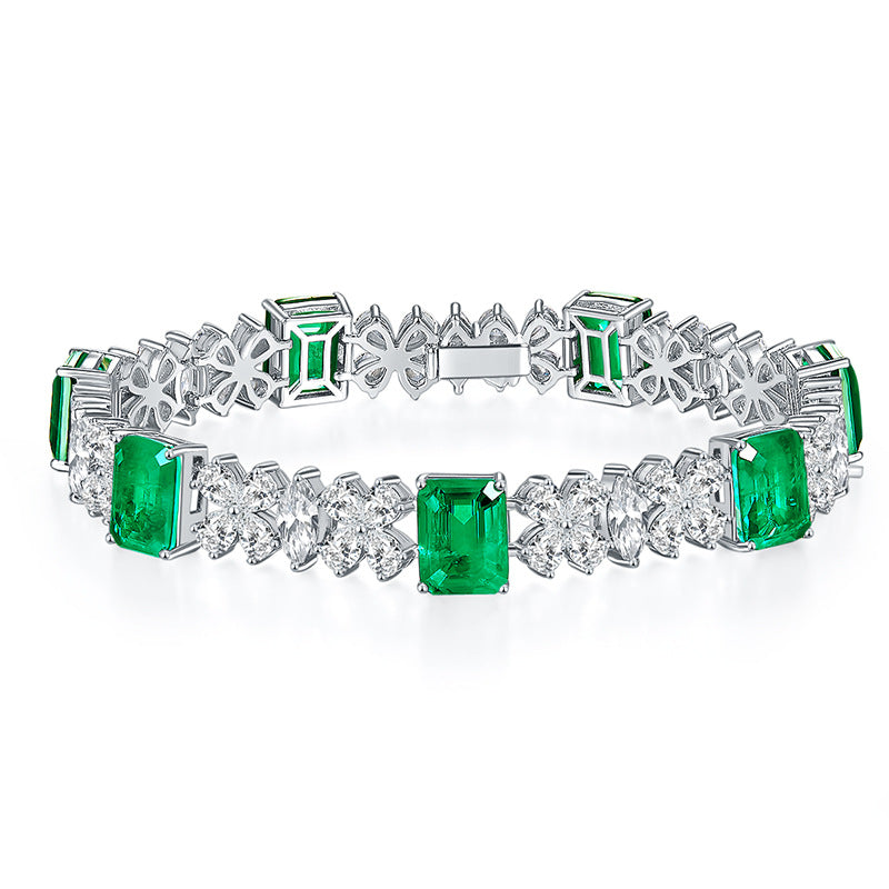 (Four Colours) Zircon Emerald Shape Ice Cut Petals Beading Bracelet for Women