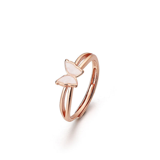 Mother of Pearl Butterfly Silver Ring for Women