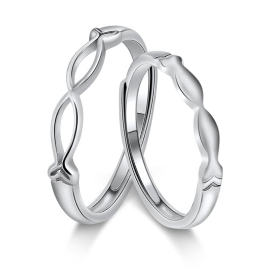 Kissing Fish Silver Couple Ring for Women