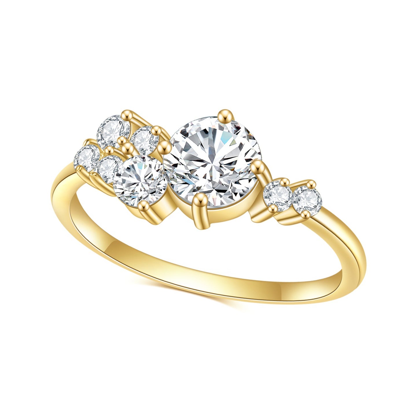 Golden 14k gold plated on S925 Sterling Silver with Zircon Ring for Women