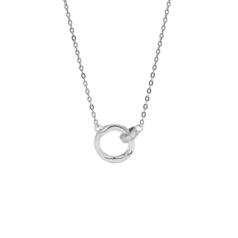 Ring with Ring Pendants 925 Silver Collarbone Necklace for Women