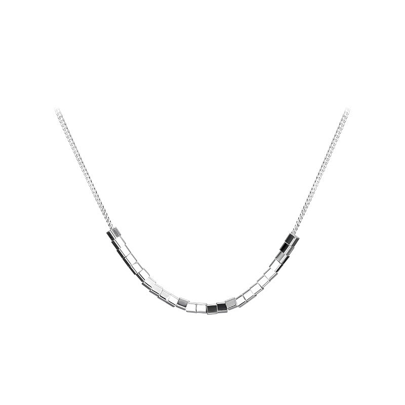 Mini Beading Square Silver Necklace for Women