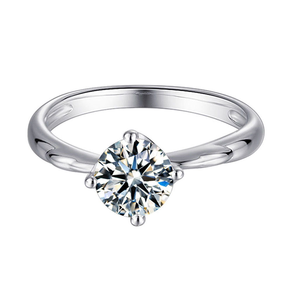 Stylish 1.0 Carat Round Cut Moissanite Engagement Ring