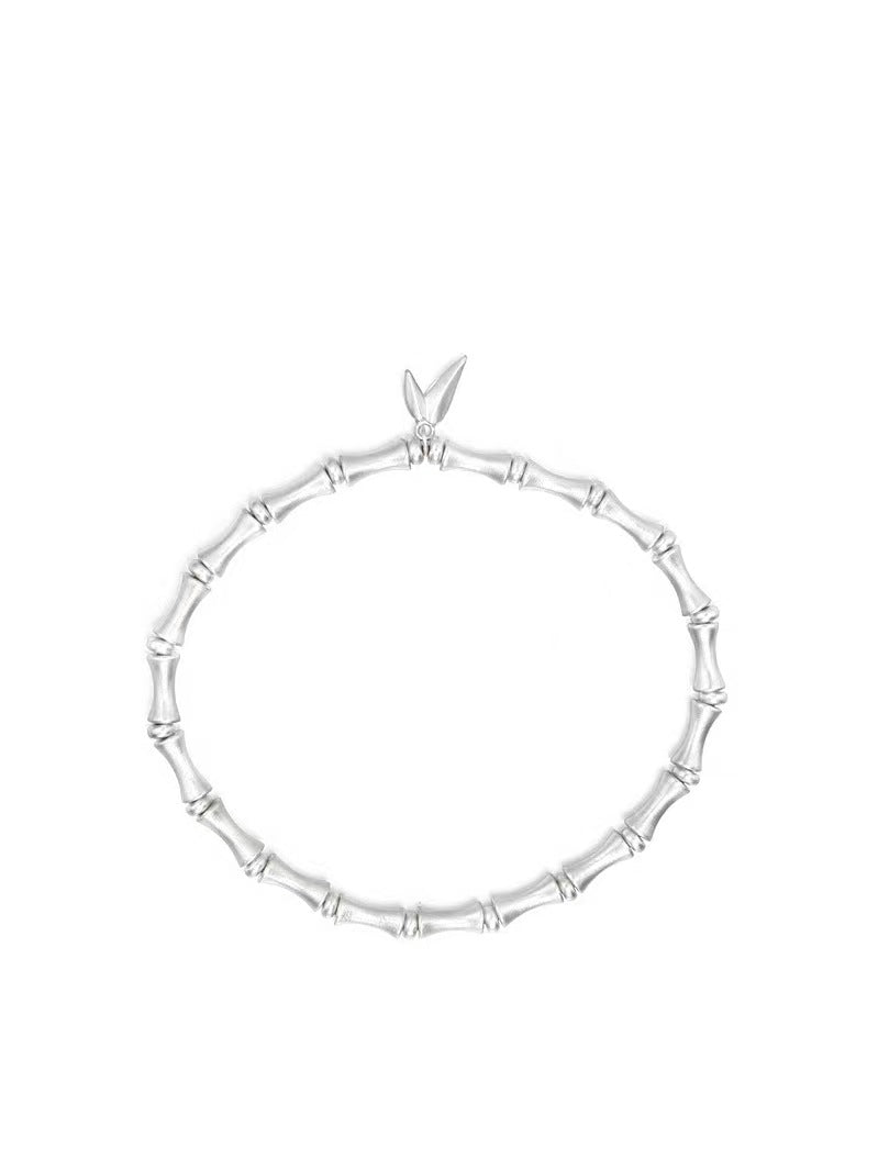 Bamboo with Leaf Silver Bracelet for Women