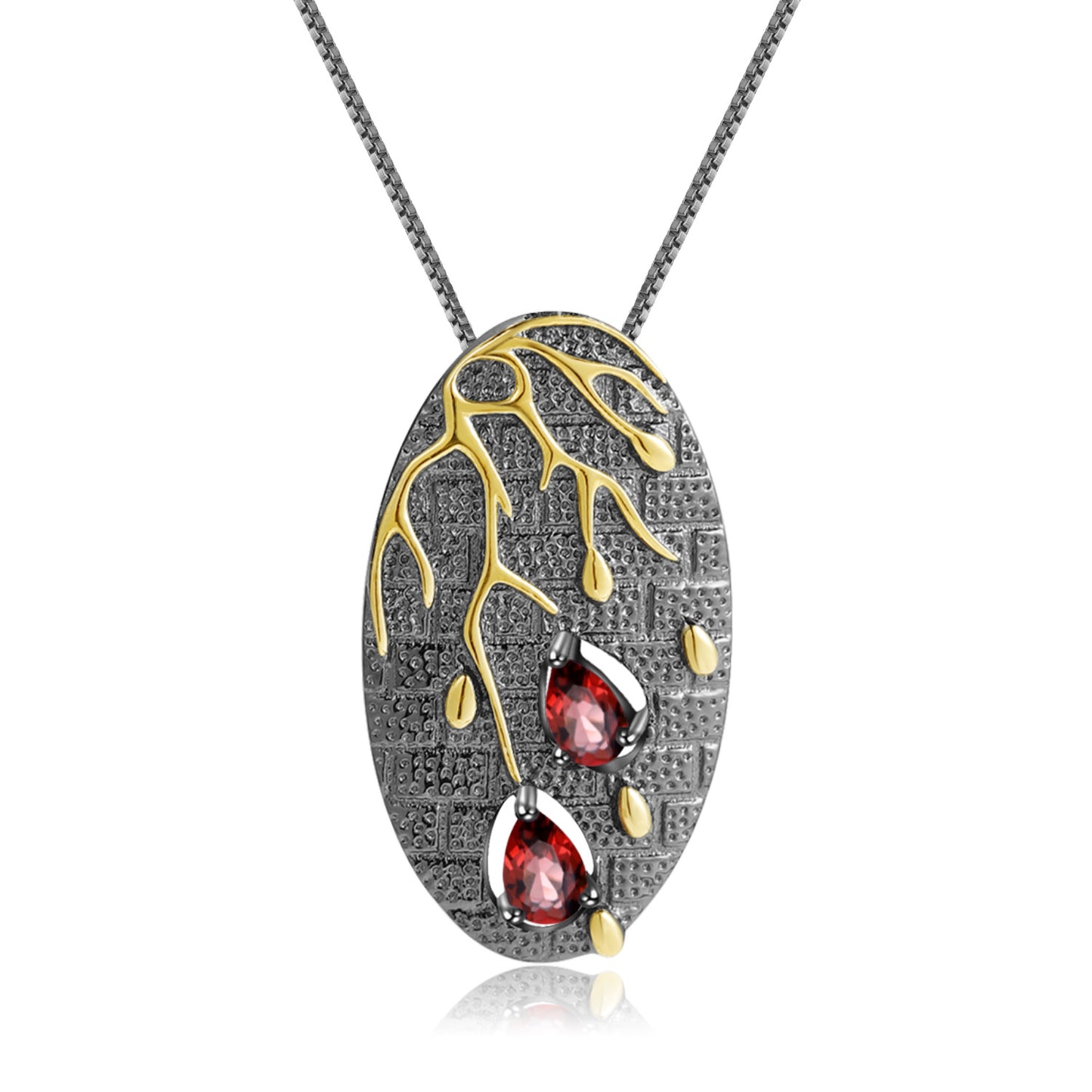 Georgia Premium Colourful Design Natural Gemstone Oval Pendant Sterling Silver Necklace for Women