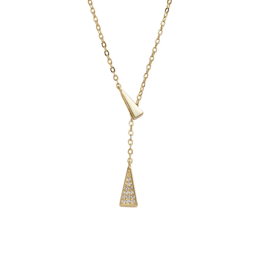 Zircon Slender Triangular Pendant Silver Necklace for Women