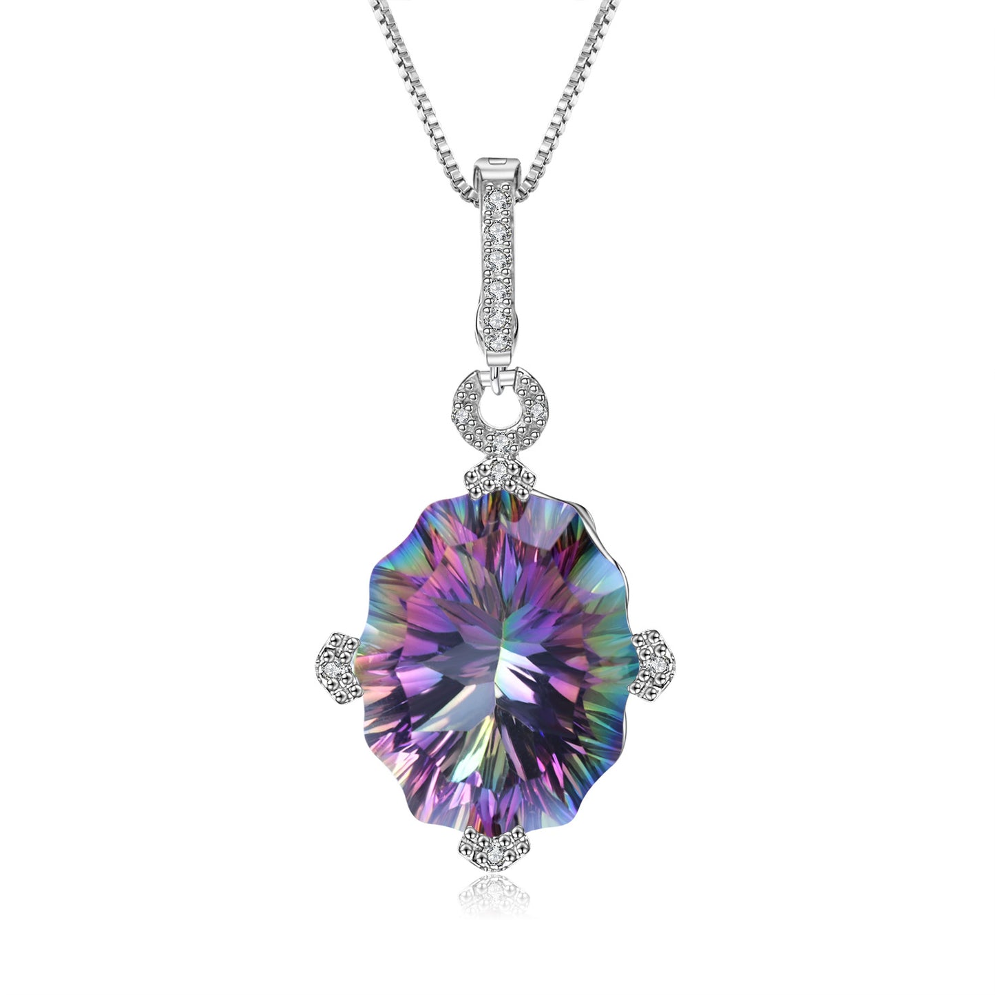 Crystal Pendant Silver Necklace for Women