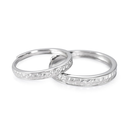 Concave-convex Texture Silver Couple Ring for Women