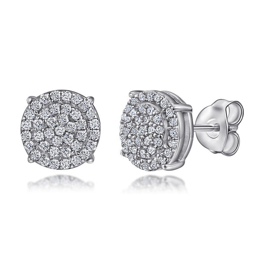 Zircon Round Silver Studs Earrings for Women