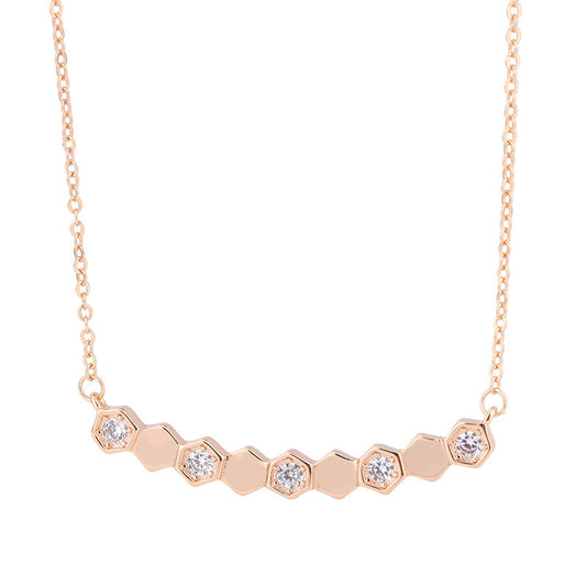 Honeycomb Pendant Silver Necklace for Women