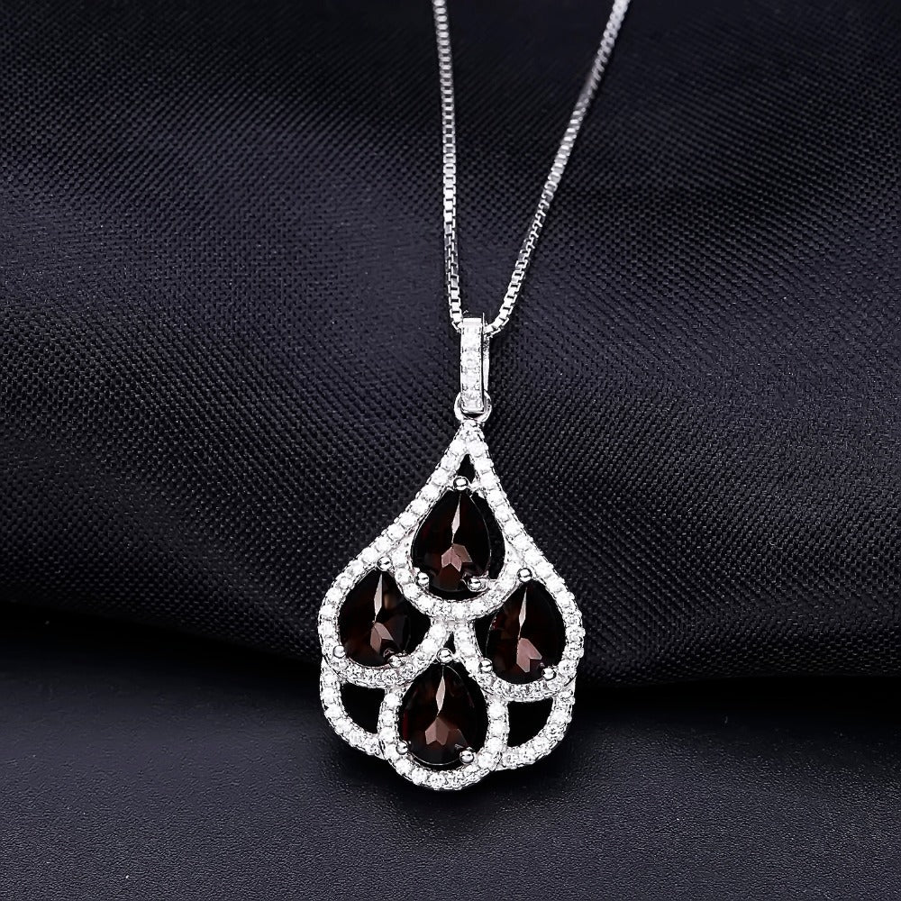Natural Garnet Creative Pendant Silver Necklace for Women
