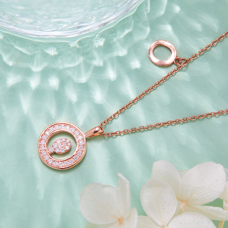 (Rose Gold Colour) Letter O Moissanite Necklace for Women