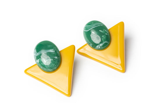 Coconut Tree on Beach Drop Earrings - Yellow Drop Earrings for Women