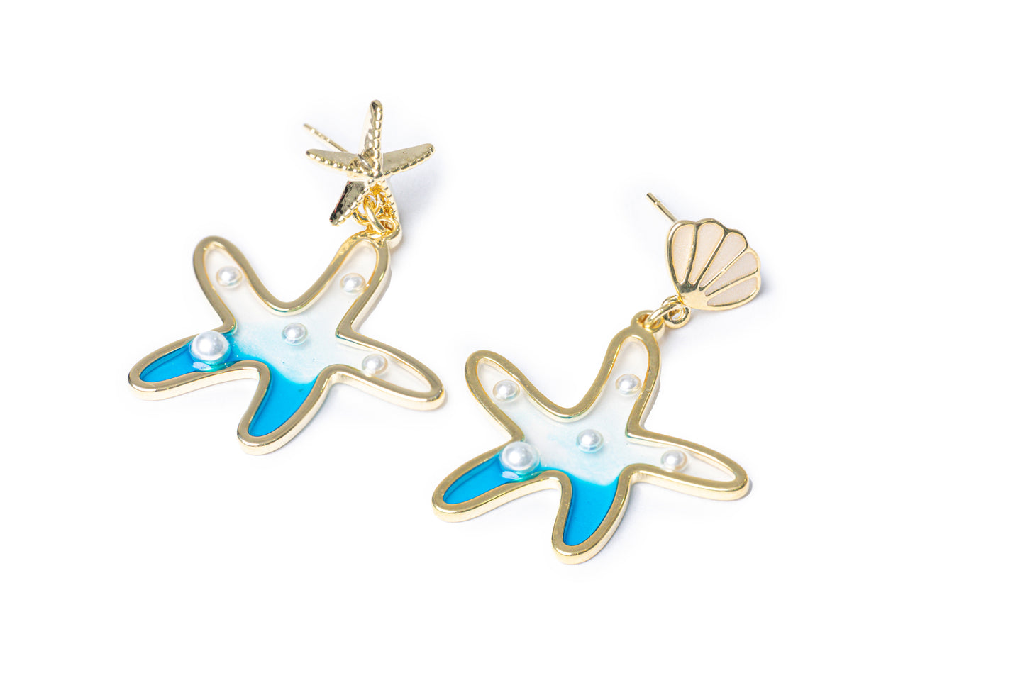 Starfish Drop Earrings - Golden Drop Earrings
