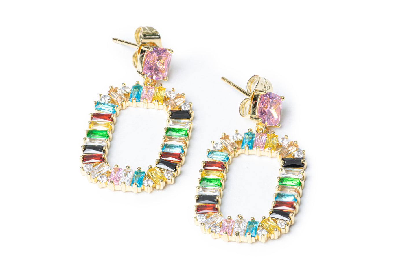 Rainbow After Rain Crystal Drop Earrings - Colourful Drop Earrings for Women