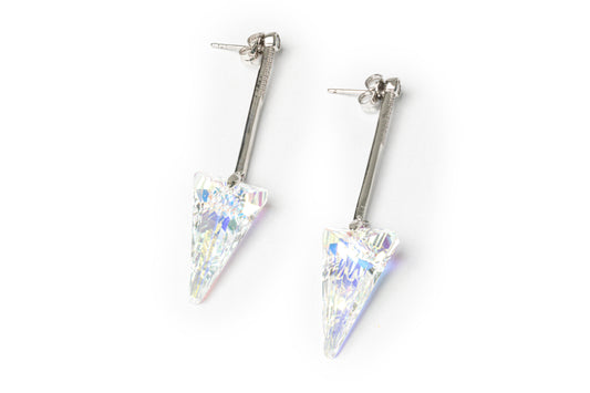 Crystal Icicle Drop Earrings - Silver Crystal Earrings  for Women
