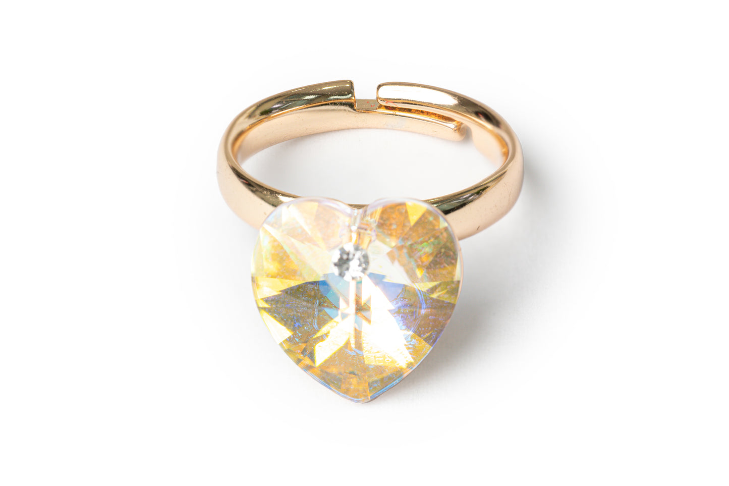 Yellow-hearted Crystal Ring - Golden Ring for Women