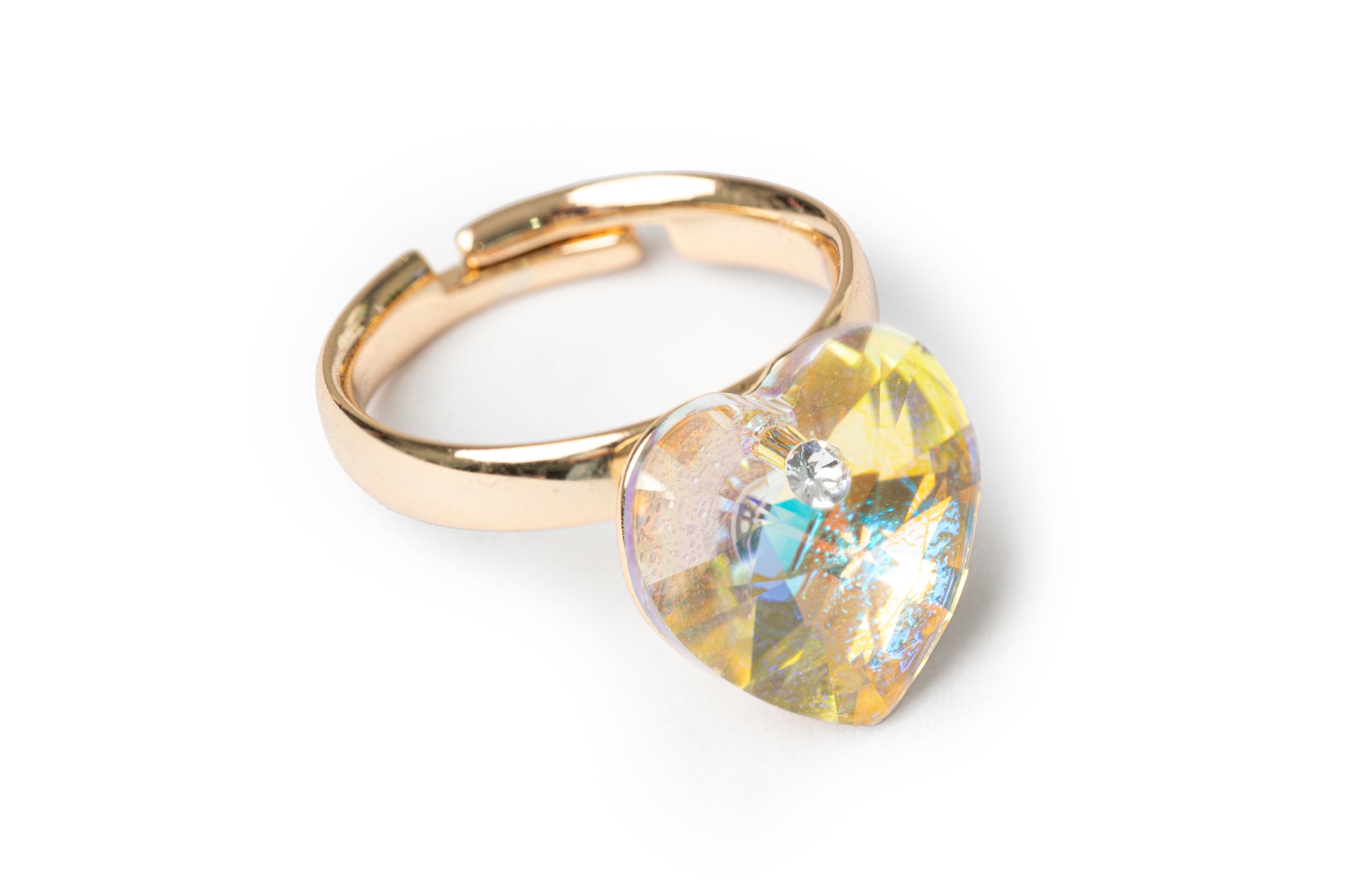 Yellow-hearted Crystal Ring - Golden Ring for Women