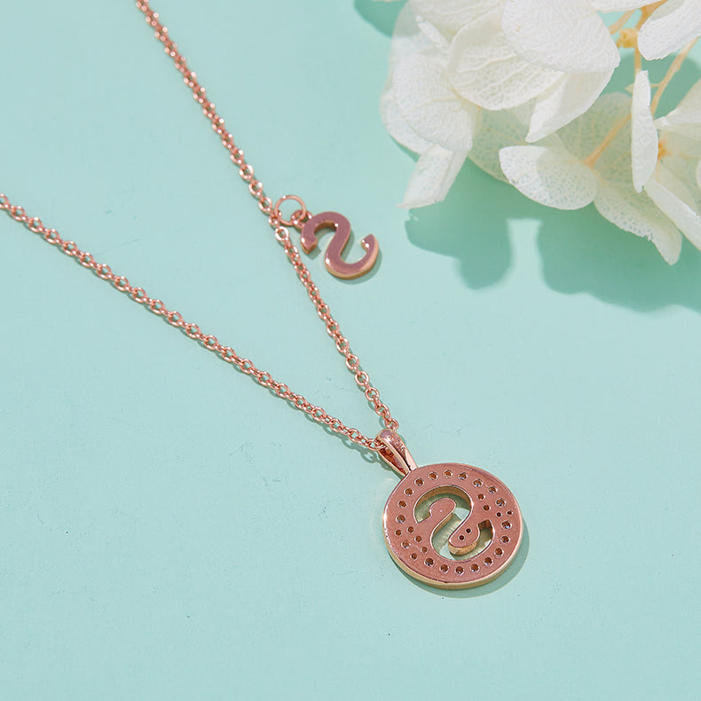 (Rose Gold Colour) Letter S Moissanite Necklace for Women