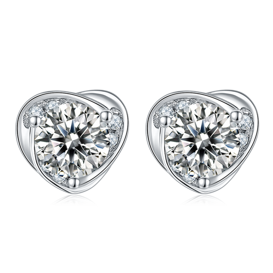 Clarity Heart Halo Moissanite Earrings