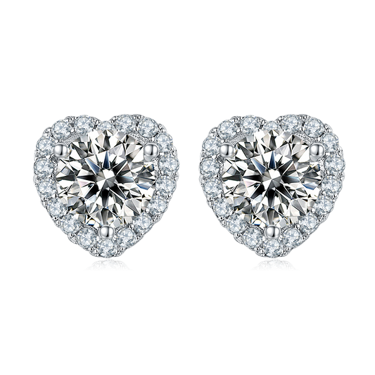 Soleste Halo Heart Cut Moissanite Earrings