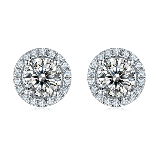 Moissanite Soleste Round Halo Earrings for Women