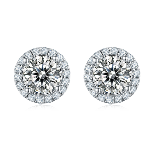 0.5Carat Round Moissanite Soleste Halo Earrings
