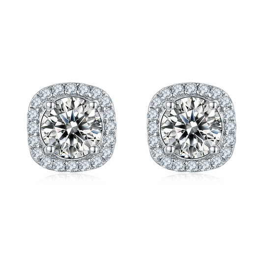 Square Soleste Halo 0.5Carat Moissanite Earrings