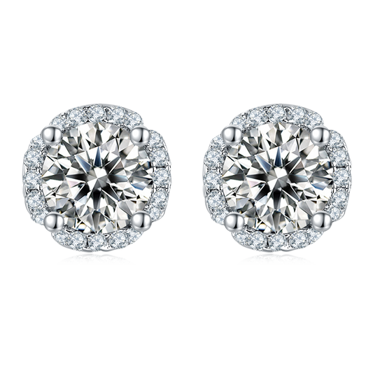 Moissanite Soleste Round Halo Earrings for Women