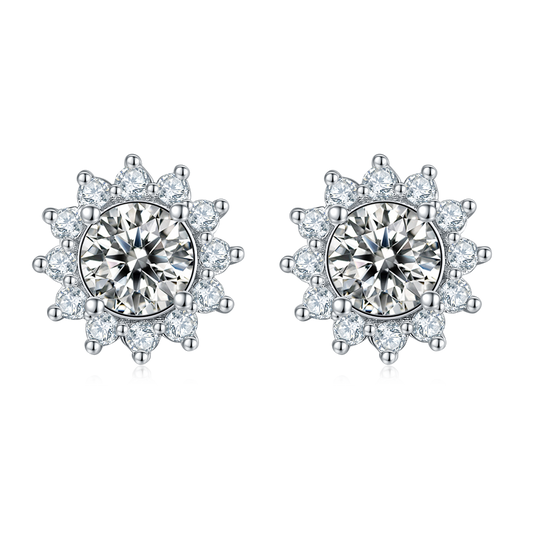 Sunflower Moissanite Earrings for Women