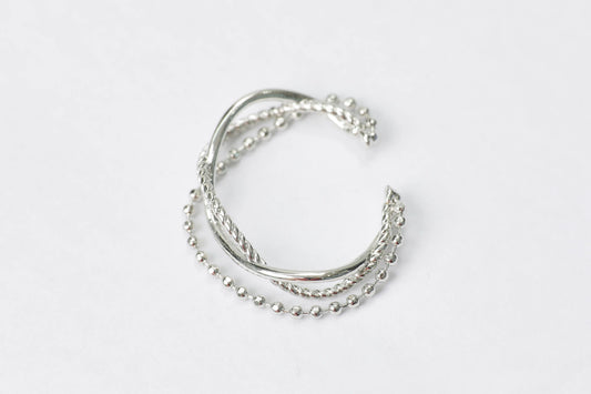 X Ring with Chain - Silver Ring for Women