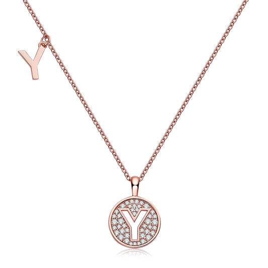 (Rose Gold Colour) Letter Y Moissanite Necklace for Women