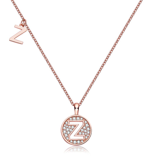 (Rose Gold Colour) Letter Z Moissanite Necklace for Women