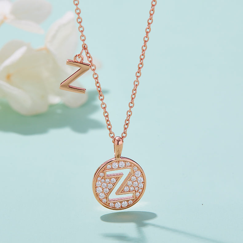 (Rose Gold Colour) Letter Z Moissanite Necklace for Women
