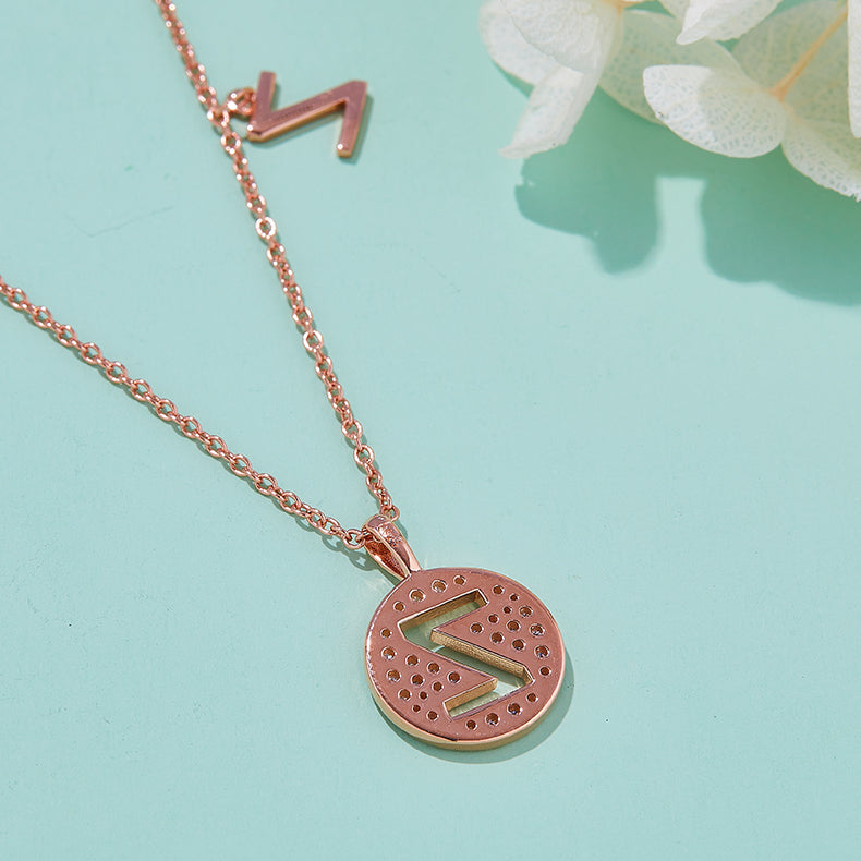 (Rose Gold Colour) Letter Z Moissanite Necklace for Women