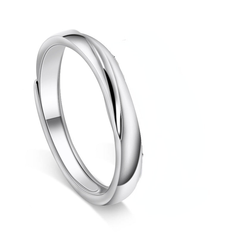 Curved Line Silver Couple Ring for Women