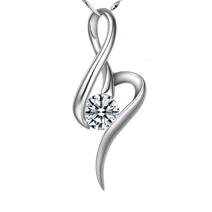 (Pendant Only) Water Shape with Zircon Silver Pendant for Women