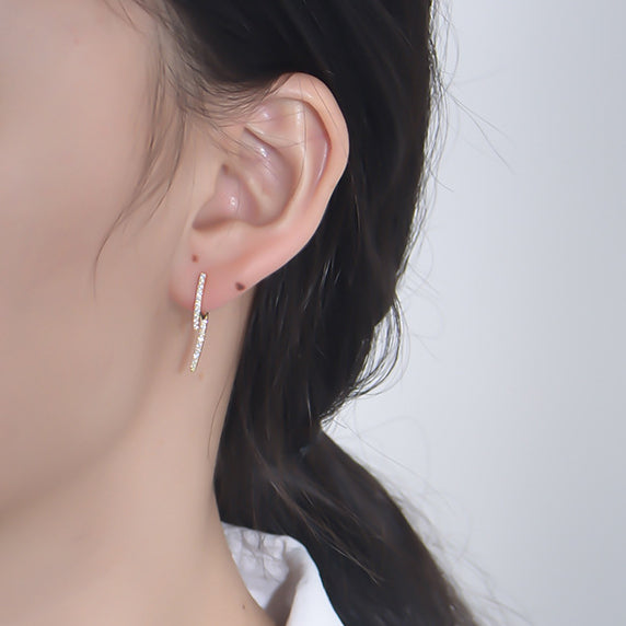 Zircon Geometric Shape Silver Studs Earrings for Women